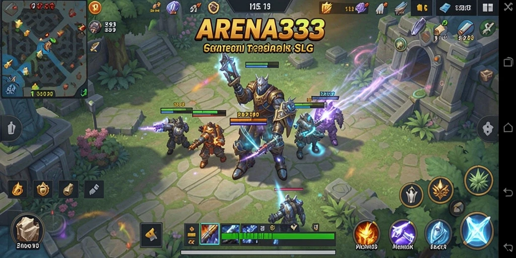 Tampilan epik peperangan dalam gameplay ARENA333 yang penuh strategi.