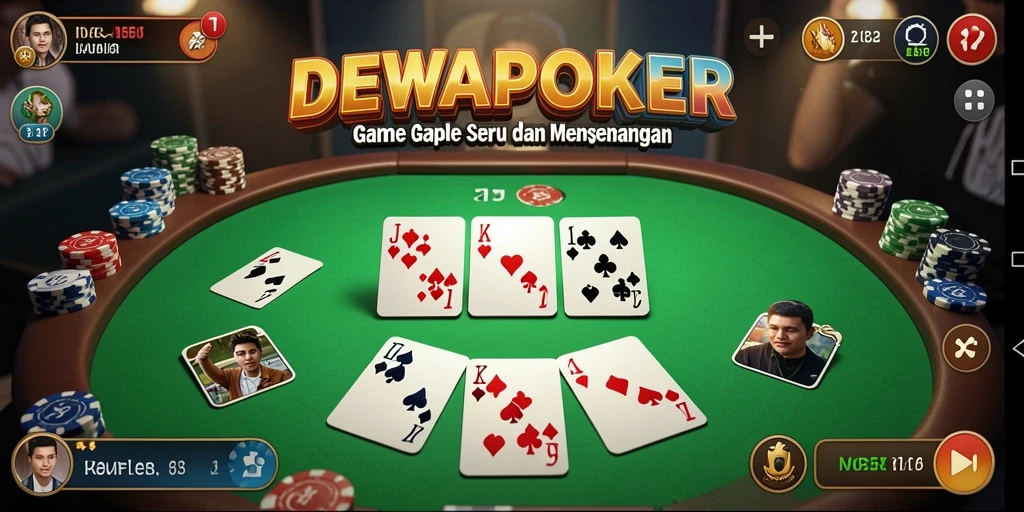 Tampilan antarmuka gameplay DEWAPOKER yang menarik dan mudah dinavigasi.