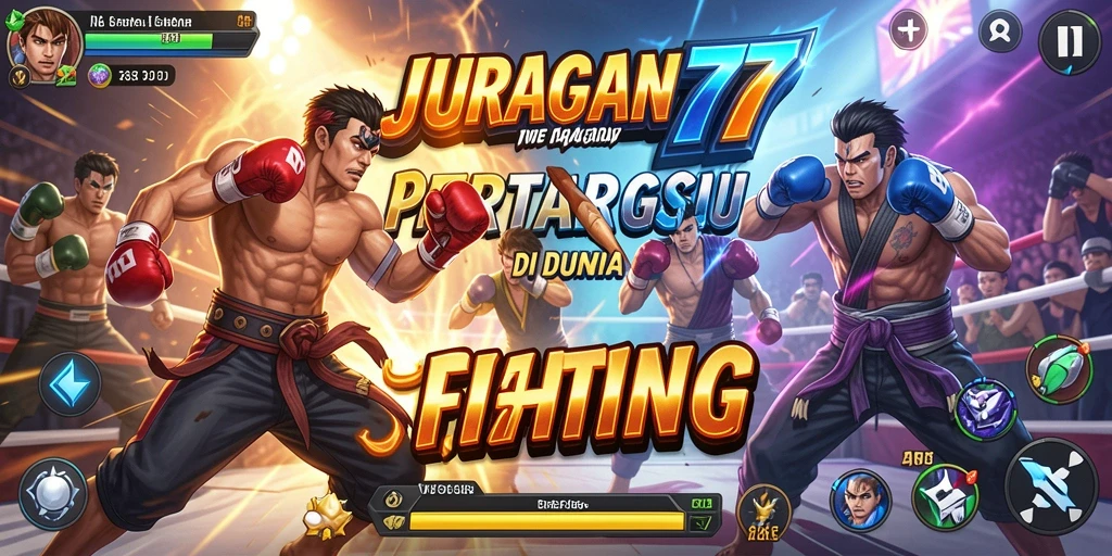 Screenshot gameplay <strong>JURAGAN77</strong> menunjukkan pertarungan yang intens dan karakter yang mendetail.