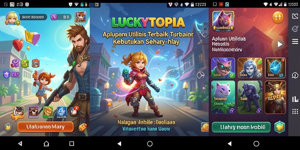 Tampilan antarmuka LUCKYTOPIA yang user-friendly dan fitur lengkap.