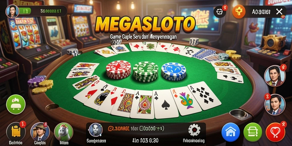Tampilan gameplay MEGASLOTO yang seru dan menantang dalam permainan Gaple.
