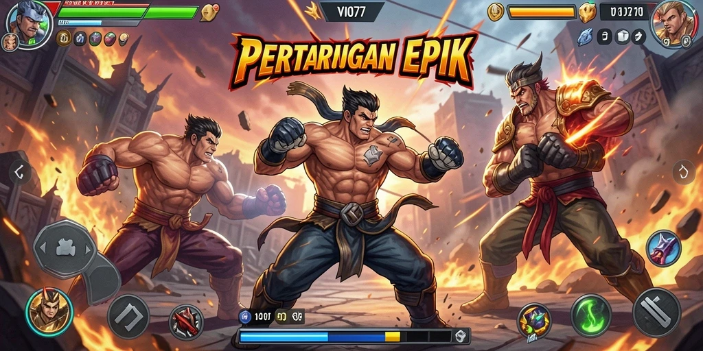 Gameplay bertarung yang intens dan mendebarkan dalam VIO77.